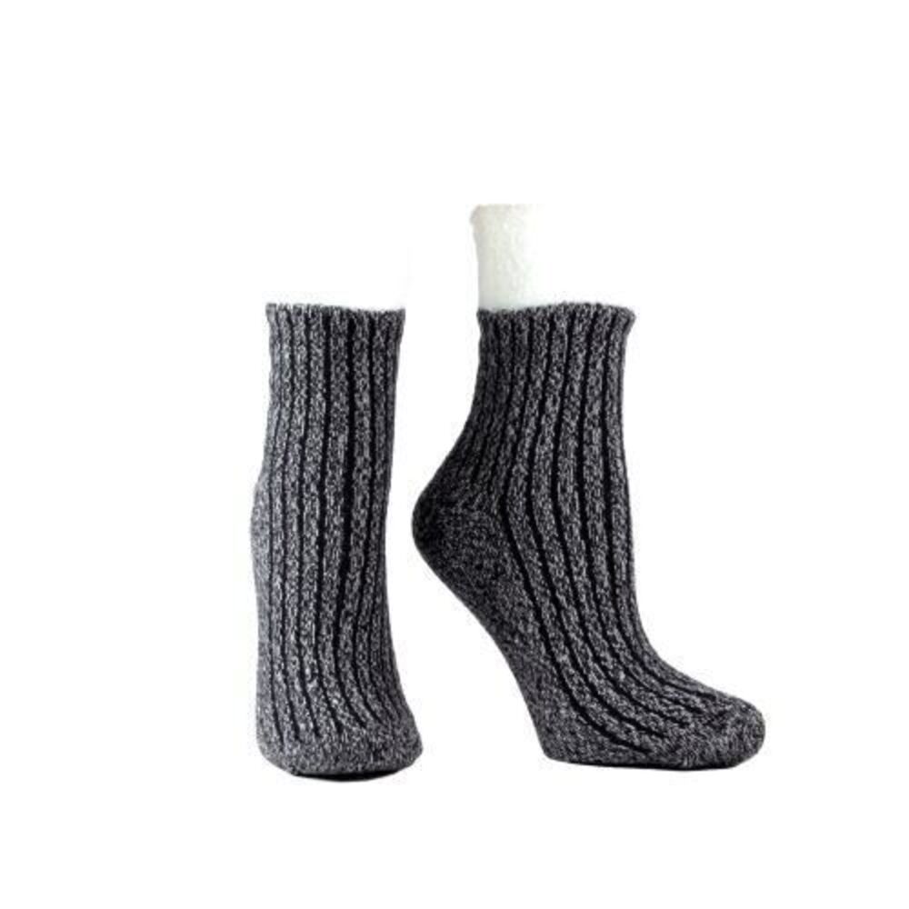 MinxNY Womens Double Layer Corduroy‎ Non-Skid Warm Soft & Fuzzy - Charcoal Grey